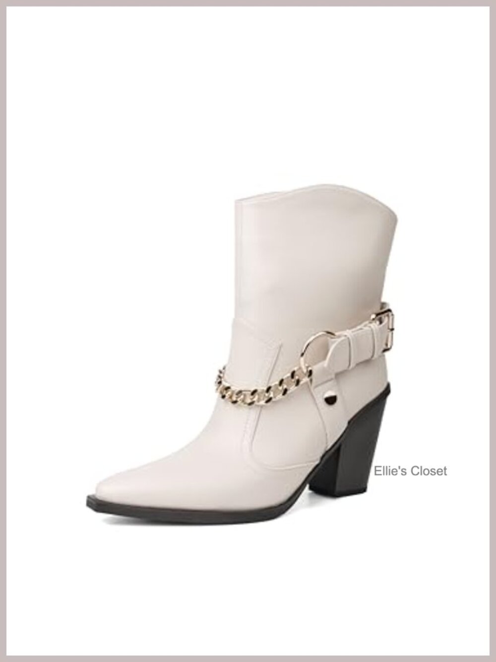 Women's Faux Leather Chunky Block Heel Pointed Toe Ankle Booties